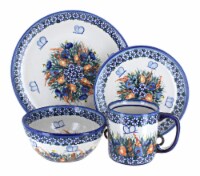 Blue Rose Polish Pottery Spring Butterfly 4 Piece Place Setting - Service for 1