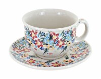 Blue Rose Polish Pottery Tara Cup & Saucer