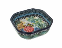Blue Rose Polish Pottery Teresa Small Square Dish