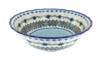 Blue Rose Polish Pottery Winter Celebration Large Serving Bowl