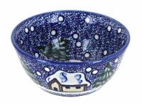 Blue Rose Polish Pottery Winter Forest Cereal/Soup Bowl
