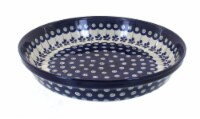 Blue Rose Polish Pottery Flowering Peacock Pie Plate