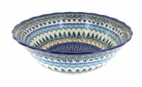 Blue Rose Polish Pottery Holiday Pine Large Serving Bowl