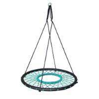 Swinging Monkey Giant 40 Inch Tarzan Spider Web Outdoor Saucer Swing Seat, Teal