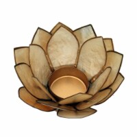 Smoke Brown Capiz Shell Lotus Flower Small Tealight Candle Holder
