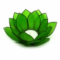 Jade Green Capiz Shell Lotus Flower Small Tealight Candle Holder