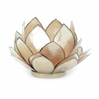 Smoke Brown Capiz Shell Opening Lotus Flower Bulb Tealight Candle Holder