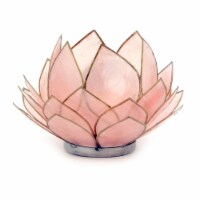 Peach Colored Capiz Shell Opening Lotus Flower Bulb Tealight Candle Holder