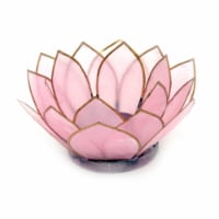Light Pink Capiz Shell Blooming Lotus Flower Blossom Tealight Candle Holder