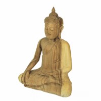 13 Inch Wooden Hand Carved Sitting Buddha Sculpture Zen Home Decor Meditation Art