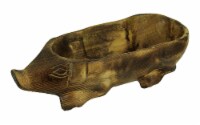 Hand Carved Darkened Wood Pig Centerpiece Bowl