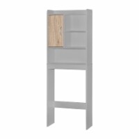 Better Home Products Ace Over-the-Toilet Storage Cabinet in Light Gray & Natural Oak