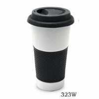 European Gift Ceramic Drinking Cup With Silicone Grip 16Oz