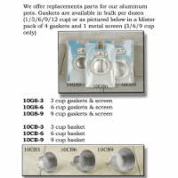 European Gift & Houseware 10GS-6 4 Rubber Gaskets & 1 Screen Aluminum Pot- 6 Cup