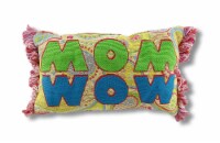 Yellow Paisley Woven Tapestry `Mom Wow` Accent Pillow