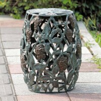 SPI Home 35071 Duranta Flower & Leaf Garden Stool