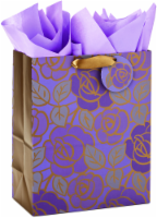 Large Gift Bag #50: Hallmark Large Gift Bag with Tissue Paper Purple Flowers Perspective: Main