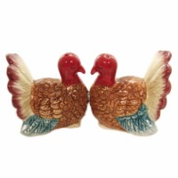 Tabletop Kissing Thanksgiving Turkey S/2 Salt Pepper Shaker Magnetic 10463 .