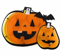 Impact Innovations Halloween Lighted Pumpkin with Bat Window Decoration