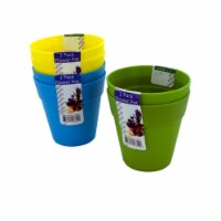 Plastic flower pots  2 pack  assorted colors - Case of 96