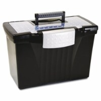Portable File Storage Box w/Organizer Lid  Letter/Legal  Black
