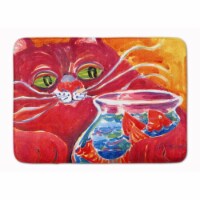 Big Red Cat at the fishbowl Machine Washable Memory Foam Mat