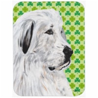 Great Pyrenees Large Size Lucky Shamrock St. Patricks Day Glass Cutting Board