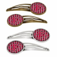 Letter F Football Crimson & White Barrettes Hair Clips, Set of 4