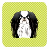 3.5 x 3.5 In. Checkerboard Lime Green Japanese Chin Foam Coasters, Set Of 4