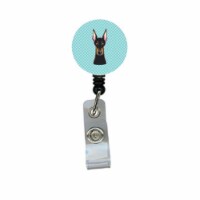 Checkerboard Blue Doberman Retractable Badge Reel