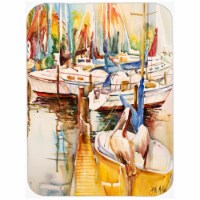 Sailboats And Pelicans Glass Cutting Board, Large