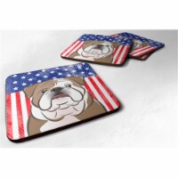 American Flag & English Bulldog Foam Coaster, Set of 4