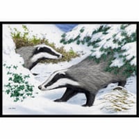 Badgers in the Snow Indoor or Outdoor Mat, 18 x 27