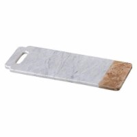 18 x 6 in. Taj Elite Creamy White Marble with Mango Wood Handled Board