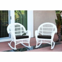 W00209-R-2-FS017-CS White Wicker Rocker Chair with Black Cushion - Set of 2 Perspective: Main