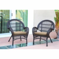 W00208-C-2-FS006-CS Espresso Wicker Chair with Tan Cushion - Set of 2