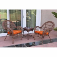 W00210-2-CES016 3 Piece Santa Maria Honey Wicker Chair Set, Orange Cushion