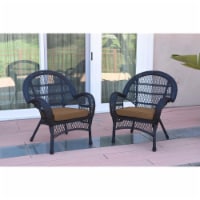 W00211-C-2-FS007 Santa Maria Black Wicker Chair with Brown Cushion - Set of 2