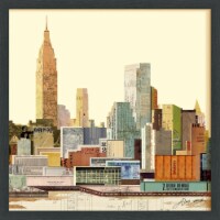 New York City Skyline - Dimensional Art Collage Hand Signed by Alex Zeng Framed Graphic Wall