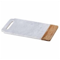 18 x 9 in. Taj Elite Creamy White Marble with Mango Wood Handled Board