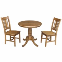 International Concepts 3 Piece 30  Round Dining Set in Pecan