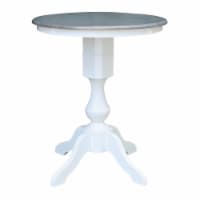 30 in. Round Top Pedestal Counter Height Wood Dining Table in White/Heather Gray