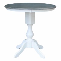 36 in. Wood Counter Height Pedestal Table in White/Heather Gray