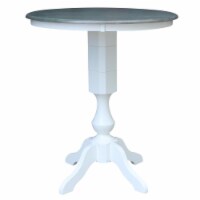 36 in. Wood Bar Height Pedestal Table in White/Heather Gray
