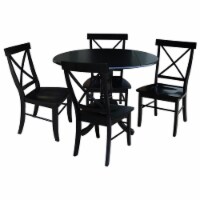 42 in. Dual Drop Leaf Table with 4 Cross Back Dining Chairs - 5 Piece Dining Set