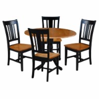 42 in. Dual Drop Leaf Dining Table with 4 Splat Back Chairs - 5 Piece Dining Set