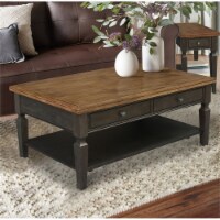 Vista Solid Wood Coffee Table in Hickory/Washed Coal