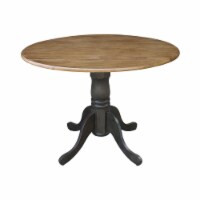 42  Round Solid Wood Dual Drop Leaf Pedestal Table in Hickory/Washed Coal