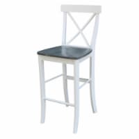 X-back Solid Wood Bar Height Stool  in White/Heather Gray