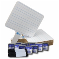 Rectangular Lined Double Sided Dry Erase Answer Paddle + Pens + Erasers - Class Pack  12 Bulk